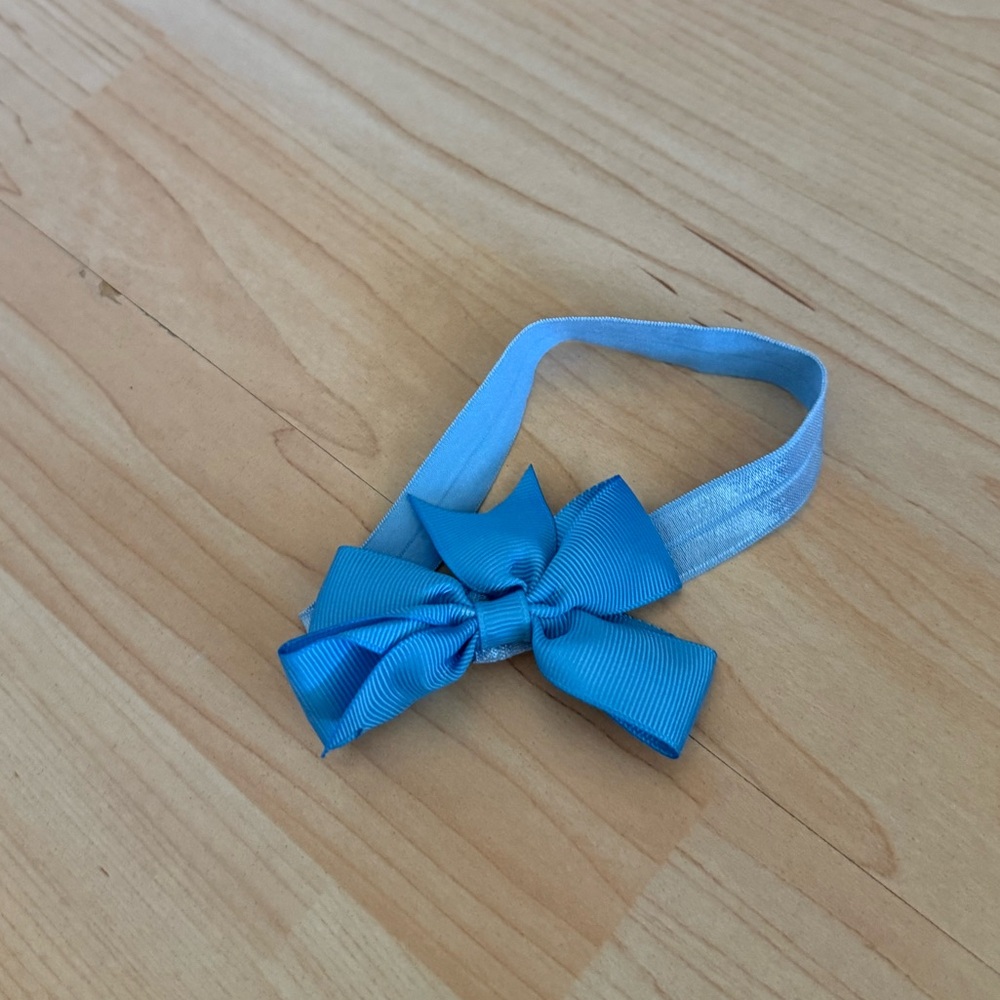 Light blue grosgrain bow headband